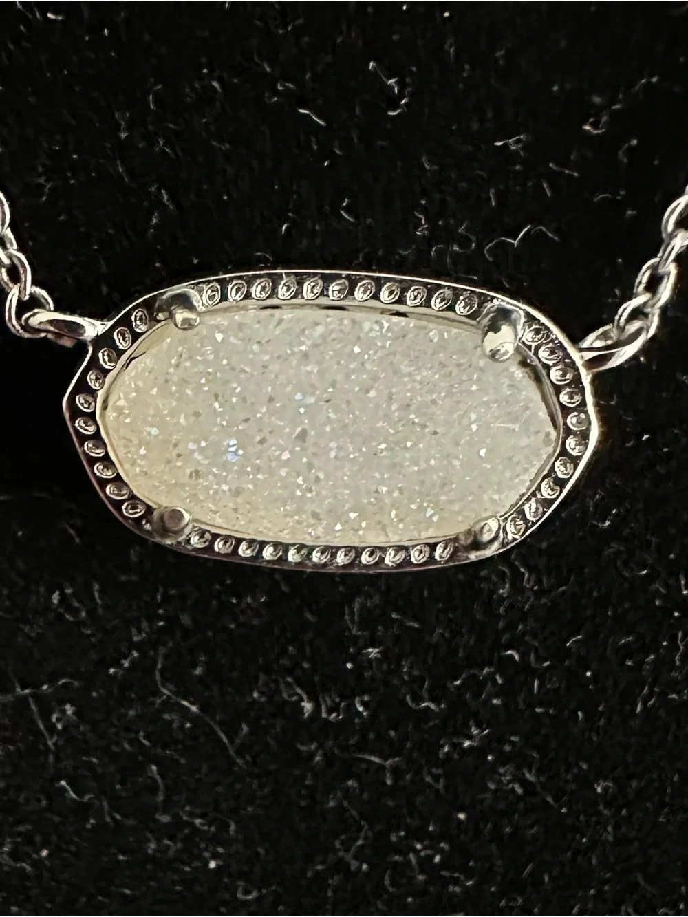 Kendra Scott Silver White Druzy Pendant Necklace - Elegant Sparkle - Picture 5 of 6